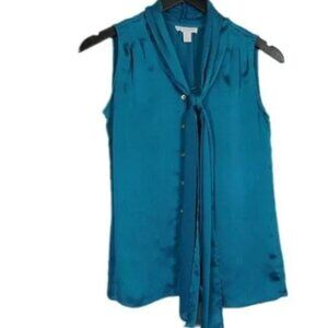 Women's Blouse Charter Club TEAL BLUE Sleeveless blouse Petite XL